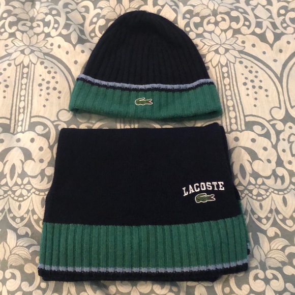 lacoste hat and scarf set